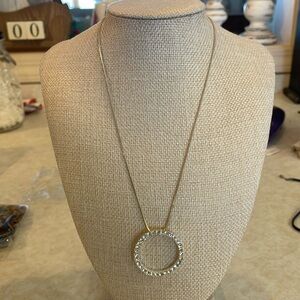 Necklace, Circle Rhinestone Eternity Necklace, Silver Tone